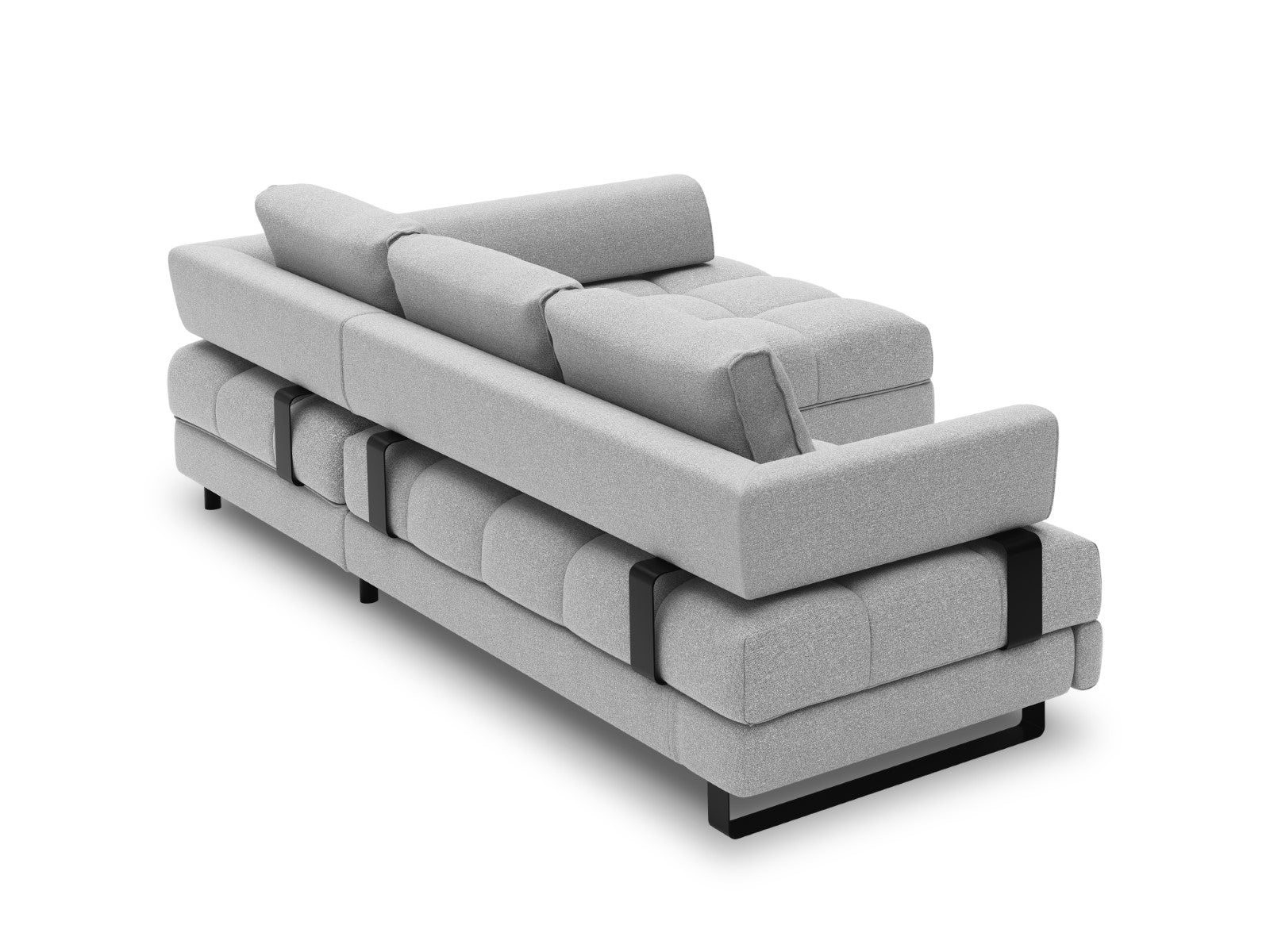 Cosmopolitan Design - Divano convertibile angolare destro con box "Clinton" 5 posti in tessuto strutturato grigio 