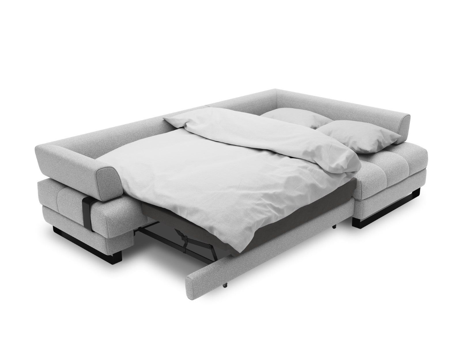 Cosmopolitan Design - Divano convertibile angolare destro con box "Clinton" 5 posti in tessuto strutturato grigio 