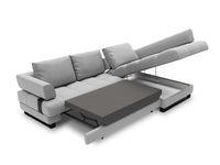 Cosmopolitan Design - Divano convertibile angolare destro con box "Clinton" 5 posti in tessuto strutturato grigio 