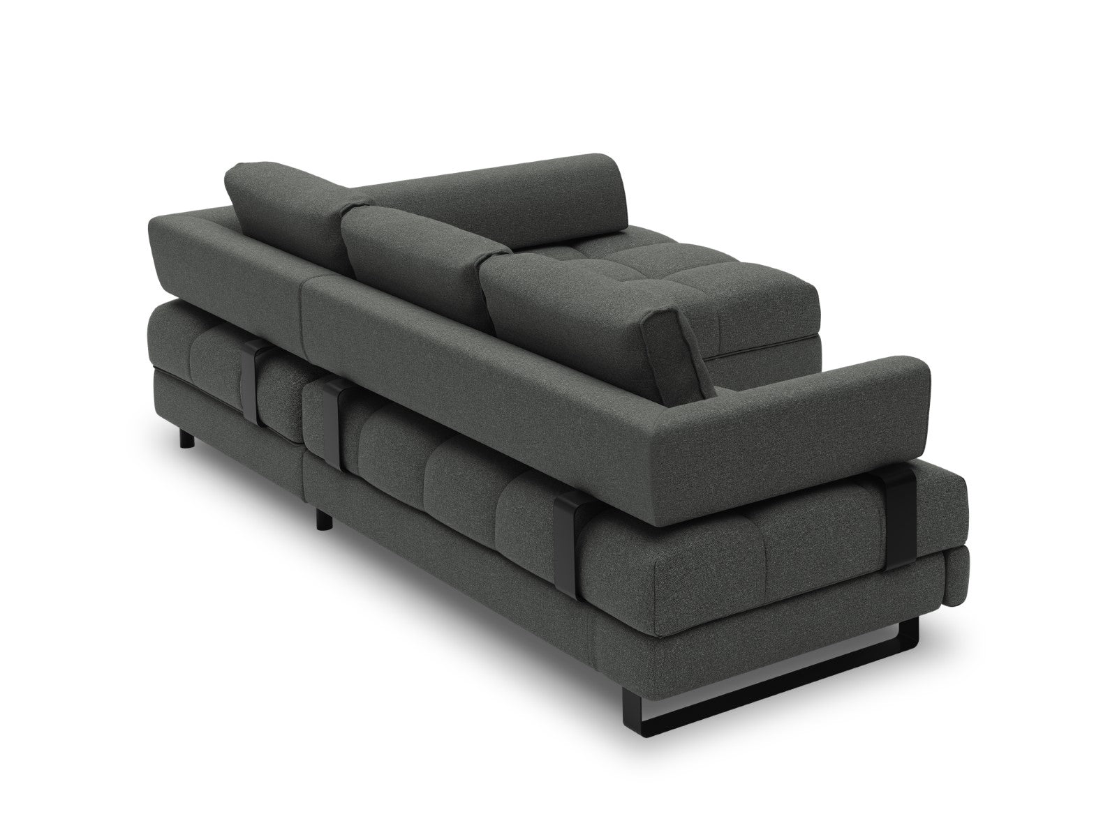 Cosmopolitan Design - Divano convertibile angolare destro con box "Clinton" 5 posti in tessuto strutturato grigio scuro