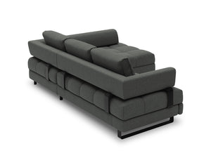 Cosmopolitan Design - Divano convertibile angolare destro con box "Clinton" 5 posti in tessuto strutturato grigio scuro