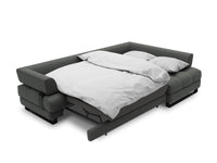 Cosmopolitan Design - Divano convertibile angolare destro con box "Clinton" 5 posti in tessuto strutturato grigio scuro