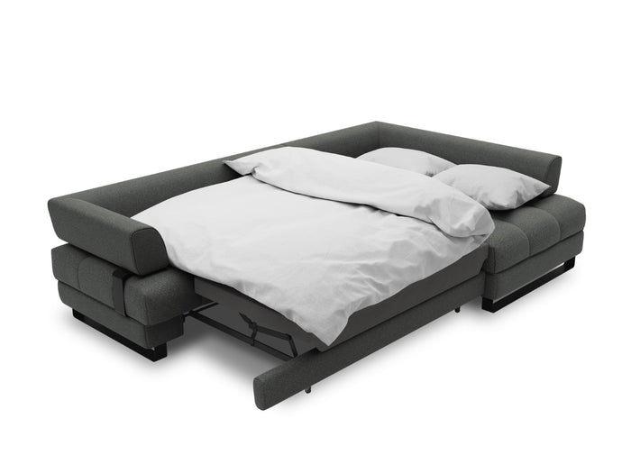 Cosmopolitan Design - Divano convertibile angolare destro con box "Clinton" 5 posti in tessuto strutturato grigio scuro