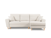 Cosmopolitan Design - Divano convertibile angolare destro con contenitore "Kyoto" 4 posti in bouclé beige 