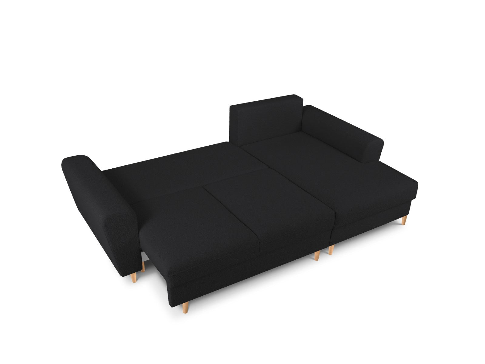 Cosmopolitan Design - Divano convertibile angolare destro con contenitore "Kyoto" 4 posti in bouclé nero 