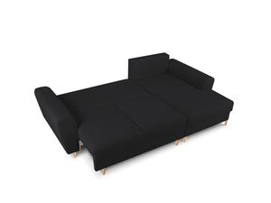 Cosmopolitan Design - Divano convertibile angolare destro con contenitore "Kyoto" 4 posti in bouclé nero 