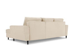 Cosmopolitan Design - Divano convertibile angolare destro con contenitore "Kyoto" 4 posti in velluto a coste beige 