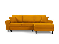 Cosmopolitan Design - Divano convertibile angolare destro con contenitore "Kyoto" 4 posti in velluto a coste giallo 