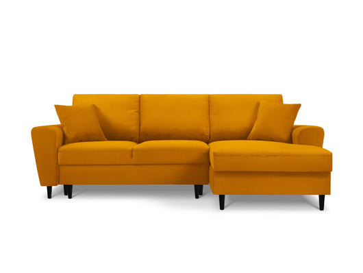 Cosmopolitan Design - Divano convertibile angolare destro con contenitore "Kyoto" 4 posti in velluto a coste giallo 