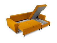 Cosmopolitan Design - Divano convertibile angolare destro con contenitore "Kyoto" 4 posti in velluto a coste giallo 