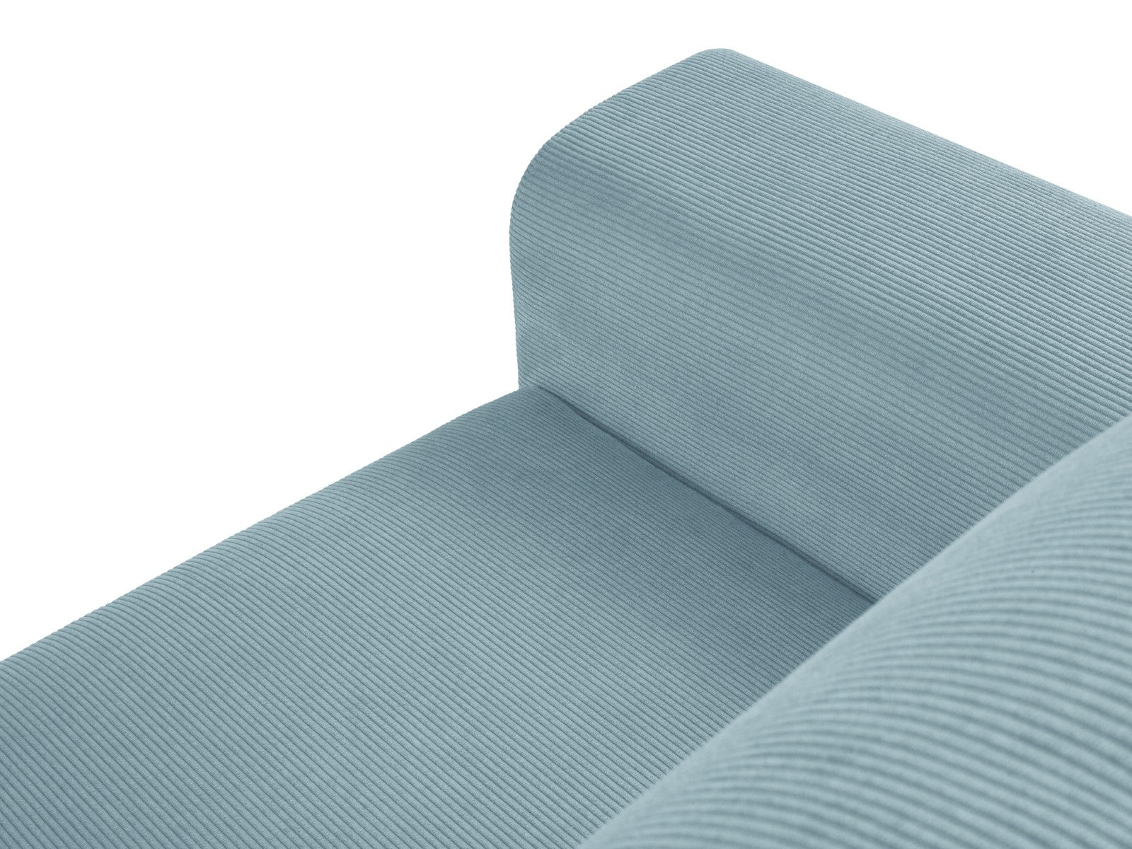 Cosmopolitan Design - Divano convertibile angolare destro con contenitore "Kyoto" 4 posti in velluto a coste azzurro 