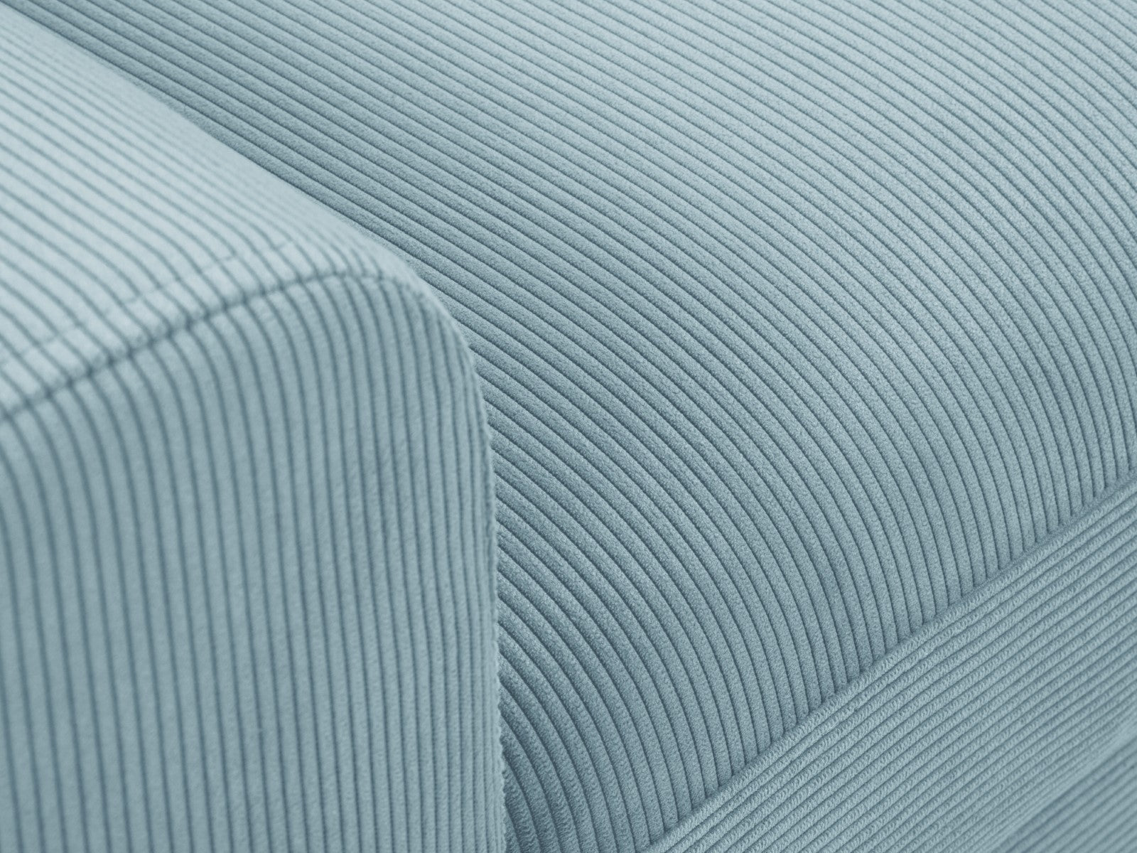 Cosmopolitan Design - Divano convertibile angolare destro con contenitore "Kyoto" 4 posti in velluto a coste azzurro 