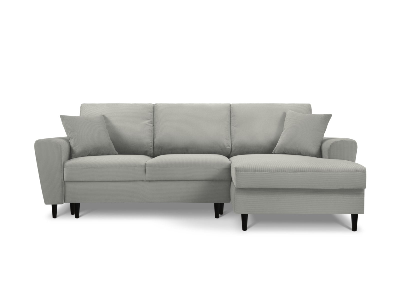 Cosmopolitan Design - Divano convertibile angolare destro con box "Kyoto" 4 posti in velluto a coste grigio chiaro 