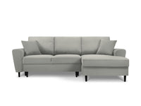Cosmopolitan Design - Divano convertibile angolare destro con box "Kyoto" 4 posti in velluto a coste grigio chiaro 