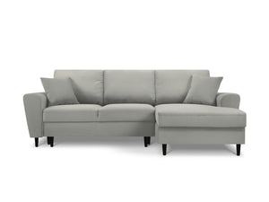 Cosmopolitan Design - Divano convertibile angolare destro con box "Kyoto" 4 posti in velluto a coste grigio chiaro 