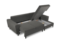 Cosmopolitan Design - Divano convertibile angolare destro con contenitore "Kyoto" 4 posti in velluto a coste grigio 