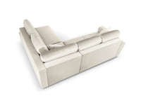 Cosmopolitan Design - Divano convertibile angolare destro con contenitore "Kyoto" 5 posti in velluto beige chiaro 
