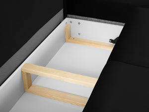 Cosmopolitan Design - Divano convertibile angolare destro con contenitore "Kyoto" 5 posti in velluto nero 