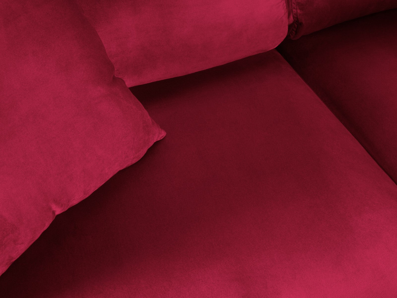 Cosmopolitan Design - Divano convertibile angolare destro con contenitore "Kyoto" 5 posti in velluto rosso 