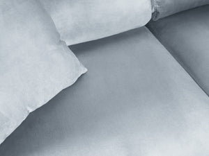 Cosmopolitan Design - Divano convertibile angolare destro con contenitore "Kyoto" 5 posti in velluto azzurro 