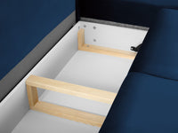 Cosmopolitan Design - Divano convertibile angolare destro con contenitore "Kyoto" 5 posti in velluto blu reale 