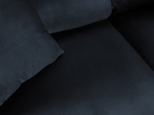 Cosmopolitan Design - Divano convertibile angolare destro con contenitore "Kyoto" 5 posti in velluto blu scuro 