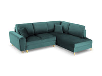 Cosmopolitan Design - Divano convertibile angolare destro con contenitore "Kyoto" 5 posti in velluto petrolio 