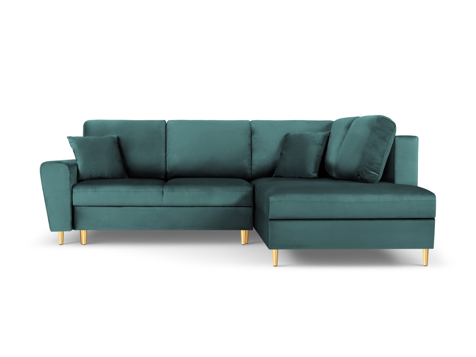 Cosmopolitan Design - Divano convertibile angolare destro con contenitore "Kyoto" 5 posti in velluto petrolio 