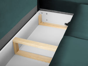 Cosmopolitan Design - Divano convertibile angolare destro con contenitore "Kyoto" 5 posti in velluto petrolio 