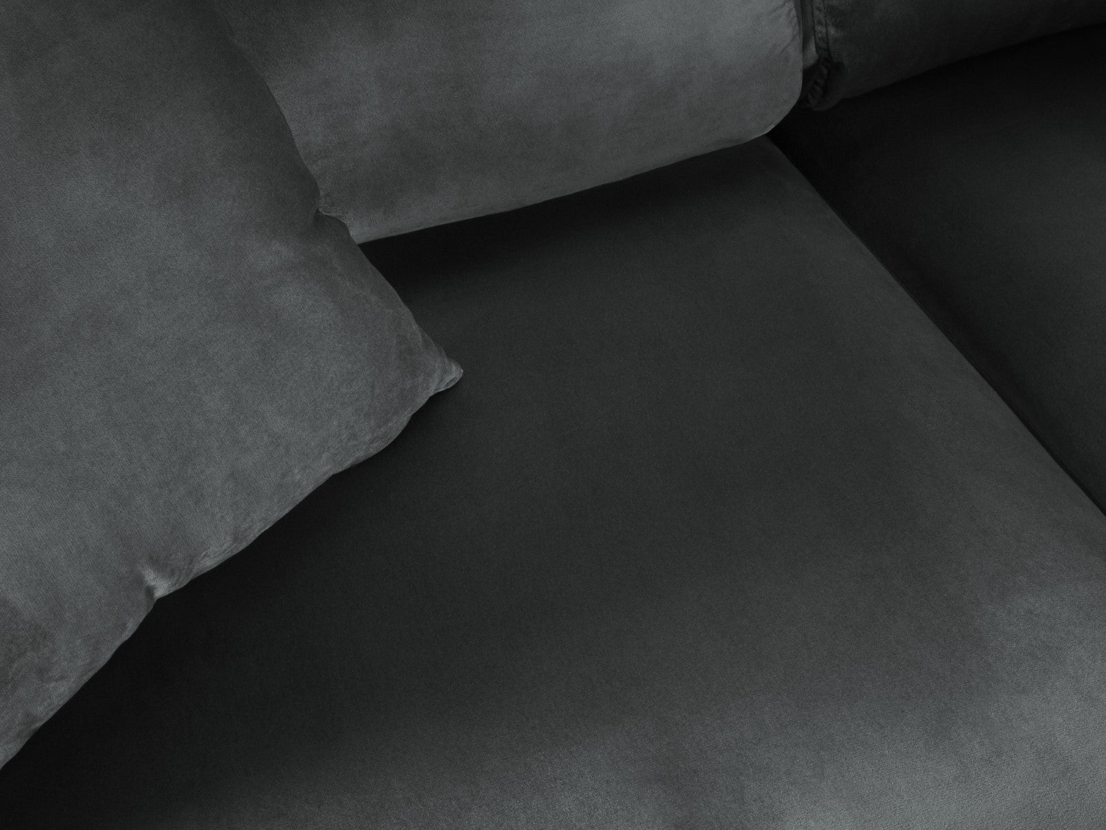 Cosmopolitan Design - Divano convertibile angolare destro con contenitore "Kyoto" 5 posti in velluto grigio scuro 