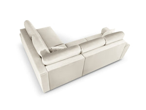 Cosmopolitan Design - Divano convertibile angolare destro con contenitore "Kyoto" 5 posti in velluto beige chiaro 