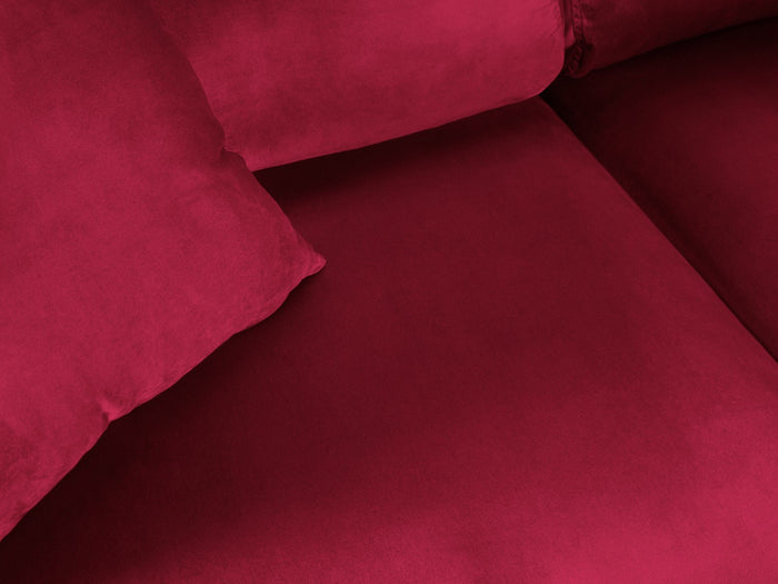 Cosmopolitan Design - Divano convertibile angolare destro con contenitore "Kyoto" 5 posti in velluto rosso 