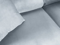 Cosmopolitan Design - Divano convertibile angolare destro con contenitore "Kyoto" 5 posti in velluto azzurro 