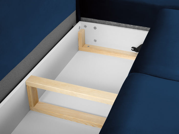 Cosmopolitan Design - Divano convertibile angolare destro con contenitore "Kyoto" 5 posti in velluto blu reale 