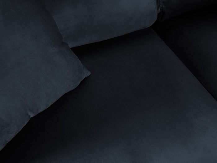 Cosmopolitan Design - Divano convertibile angolare destro con contenitore "Kyoto" 5 posti in velluto blu scuro 