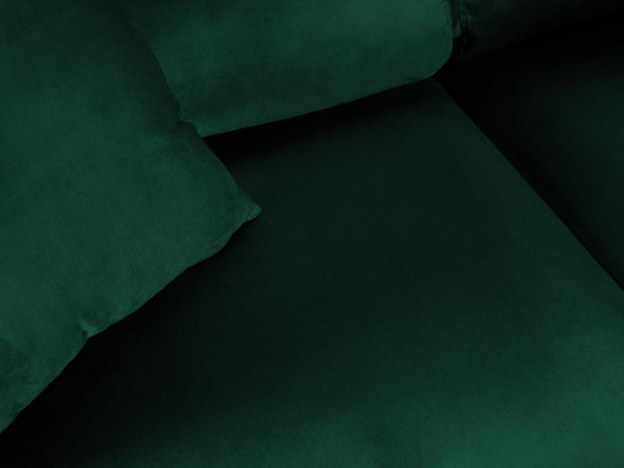 Cosmopolitan Design - Divano convertibile angolare destro con contenitore "Kyoto" 5 posti in velluto verde bottiglia 