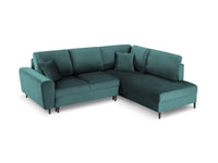 Cosmopolitan Design - Divano convertibile angolare destro con contenitore "Kyoto" 5 posti in velluto petrolio 