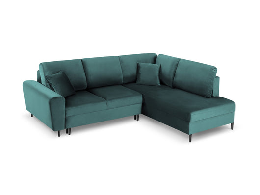 Cosmopolitan Design - Divano convertibile angolare destro con contenitore "Kyoto" 5 posti in velluto petrolio 