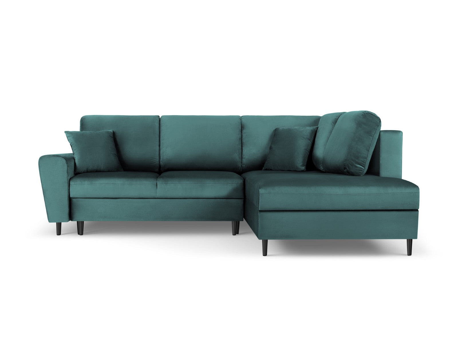 Cosmopolitan Design - Divano convertibile angolare destro con contenitore "Kyoto" 5 posti in velluto petrolio 