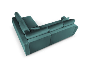 Cosmopolitan Design - Divano convertibile angolare destro con contenitore "Kyoto" 5 posti in velluto petrolio 