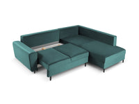 Cosmopolitan Design - Divano convertibile angolare destro con contenitore "Kyoto" 5 posti in velluto petrolio 