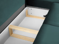 Cosmopolitan Design - Divano convertibile angolare destro con contenitore "Kyoto" 5 posti in velluto petrolio 