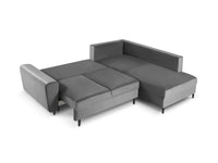 Cosmopolitan Design - Divano convertibile angolare destro con contenitore "Kyoto" 5 posti in velluto grigio chiaro 