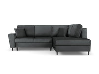 Cosmopolitan Design - Divano convertibile angolare destro con contenitore "Kyoto" 5 posti in velluto grigio scuro 