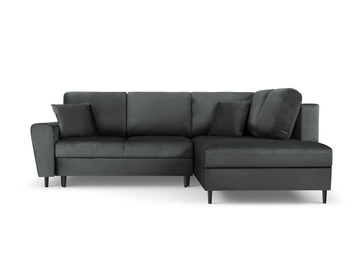 Cosmopolitan Design - Divano convertibile angolare destro con contenitore "Kyoto" 5 posti in velluto grigio scuro 