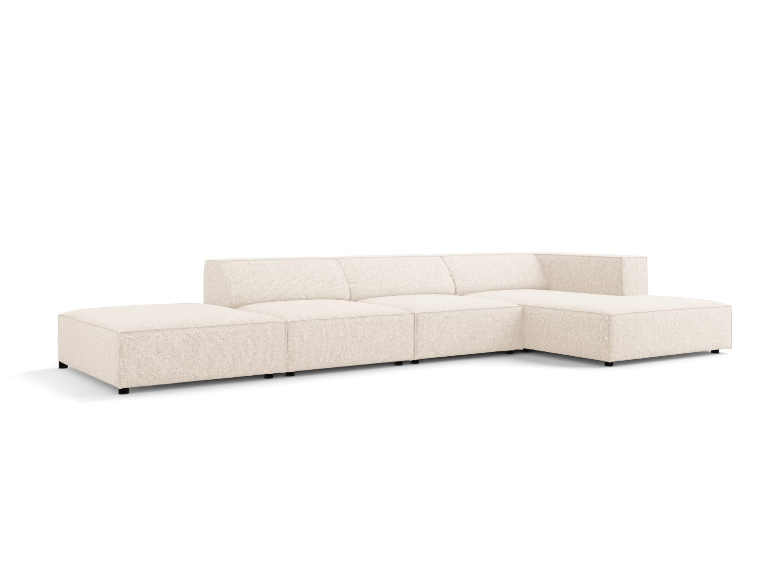 Cosmopolitan Design - Divano angolare destro "Arendal" 5 posti in ciniglia beige chiaro 