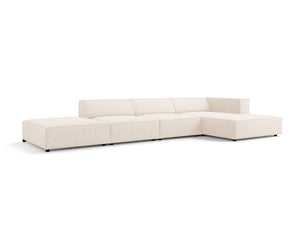 Cosmopolitan Design - Divano angolare destro "Arendal" 5 posti in ciniglia beige chiaro 