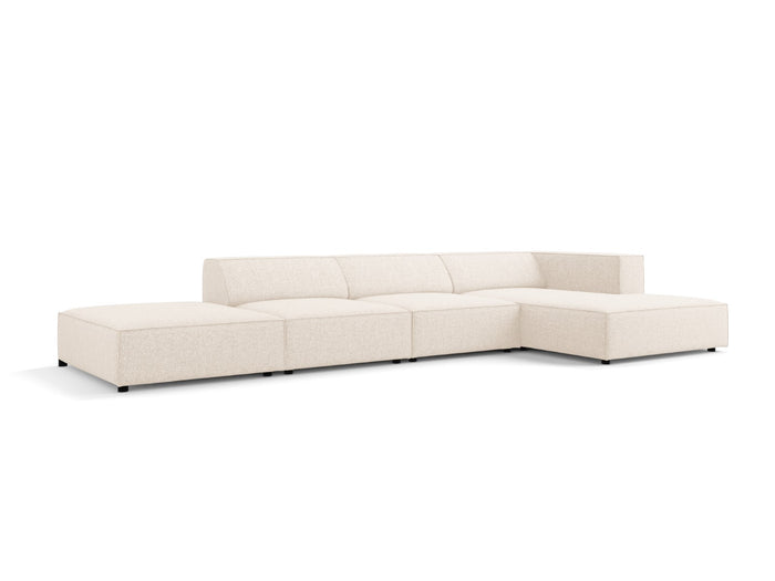 Cosmopolitan Design - Divano angolare destro "Arendal" 5 posti in ciniglia beige chiaro 