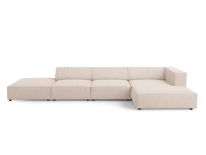 Cosmopolitan Design - Divano angolare destro "Arendal" 5 posti in ciniglia beige 