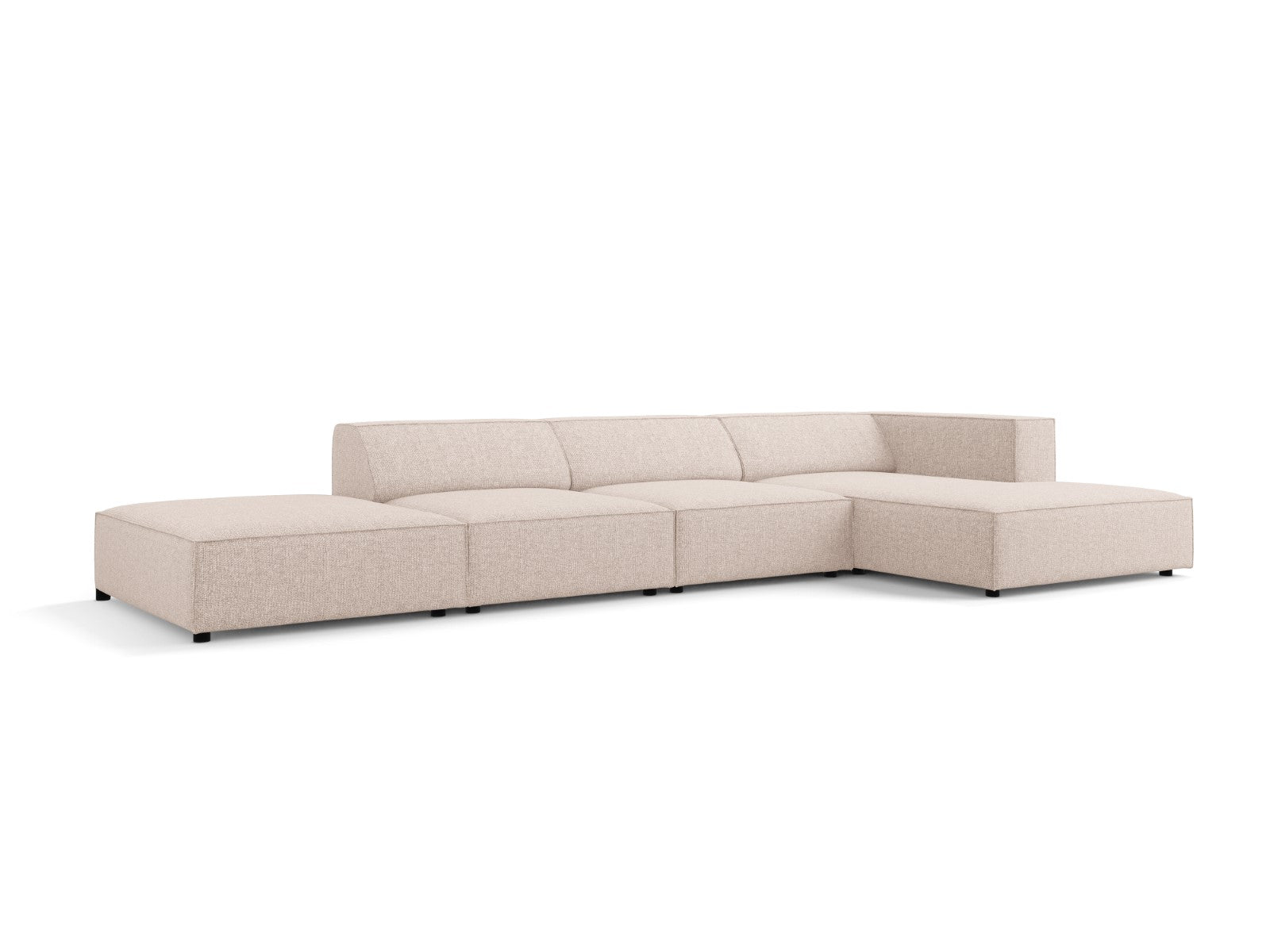 Cosmopolitan Design - Divano angolare destro "Arendal" 5 posti in ciniglia beige 